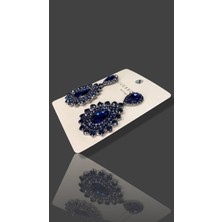 My Bijuteri Mavi Zircon Taşlı Modern Tasarım Abiye Küpe MY70E22310048