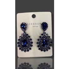 My Bijuteri Mavi Zircon Taşlı Modern Tasarım Abiye Küpe MY70E22310048