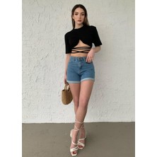 Foa Fashion Ters Göğüs Tasarım Bağlamalı Crop