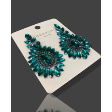 My Bijuteri Yeşil Zircon Taşlı Modern Tasarım Abiye Küpe MY70E22310060