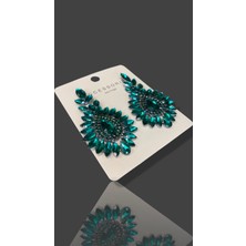 My Bijuteri Yeşil Zircon Taşlı Modern Tasarım Abiye Küpe MY70E22310060