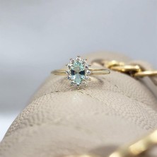 Fasek Gold Altın Yüzük - Fantazi 14 Ayar Altın Yüzük - Topaz Taşlı Evlilik Teklifi Yüzüğü