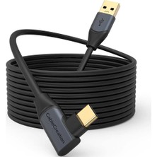 CoverZone 5 Gbps Type-C Vr Data Şarj Kablosu Oculus Quest 2 Için Link Cable 90° Type-C Uç USB 3.2 Kablo 5 Metre 3A CC1064 Profesyonel Bilgisayar Bağlantı Kablosu