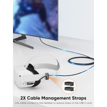 CoverZone 5 Gbps Type-C Vr Data Şarj Kablosu Oculus Quest 2 Için Link Cable 90° Type-C Uç USB 3.2 Kablo 5 Metre 3A CC1064 Profesyonel Bilgisayar Bağlantı Kablosu