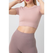 Doremi Seamless Fitilli Spor Crop Tişört