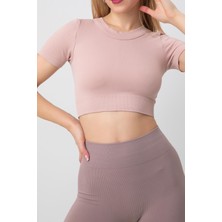 Doremi Seamless Fitilli Spor Crop Tişört