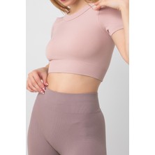 Doremi Seamless Fitilli Spor Crop Tişört