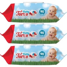 Baby Turco Islak Havlu Mendil Klasik 90 Yaprak 3 Lü Set Plastik Kapaklı