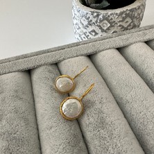 Jewstone Accessories Yassı Inci Küpe