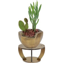 Evene Ahşap Ayaklı Beton Saksı Dekoratif 1 Adet Önü Açık Model