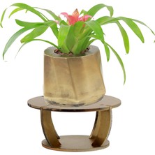 Evene Ahşap Ayaklı Beton Saksı Büyük Boy 1 Adet Kalın Çizgili Model