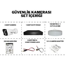 Picam 4 Kameralı Full Hd 1080P Kamera Seti 250GB Harddisk E05