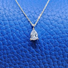 Fasek Gold Gümüş Kolye - 0.25 Ct Signity Swarovski Pırlanta Montürü Nano Has Taşlı Hediye 925 Ayar Gümüş Kolye