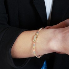 Adil Idil Kuyumculuk Çift Sıralı Dorikalı Taşlı Kelepçe