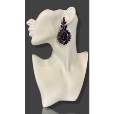 My Bijuteri Mor Zircon Taşlı Modern Abiye Küpe MY70E22310049