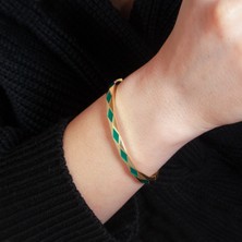 Adil Idil Kuyumculuk Yeşil Renk Geometri Kelepçe