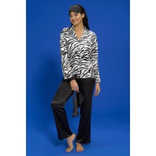 For You Moda 6'lı Zebra Hem İçerde Hem Dışarıda Siyah Pijama Takımı S27685