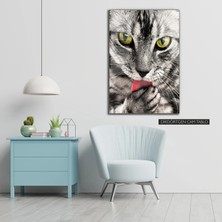 Woody City Kedi Dekoratif Cam Tablo