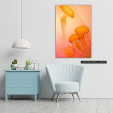 Woody City Turuncu Renkli Deniz Anası Cam Tablo