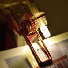 Evvel Elektronik Bakır Renkli LED Işıklı Fotoğraf Asma Işık Süsleme Mandalları