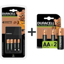 Duracell Cef 14 Şarj Aleti + 2'şer Adet Aa ve Aaa Pil ( 4 Saat Şarj Cihazı, 1 Adet) + AA 1300 mAh Piller, 2 Li Paket