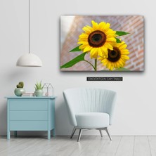 Woody City Ayçiçeği Modern Cam Tablo