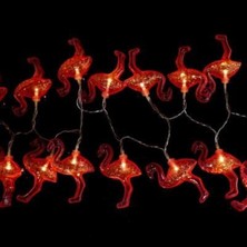 Evvel Elektronik 10LU Pilli LED Flamingo Dekoratif Işık Zinciri Aydınlatma 1,5 mt