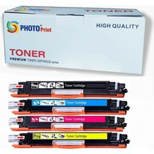 Photo Print Hp 126A Laserjet M176MFP CF350A-351A-352A-353A Uyumlu 4 Renk Muadil Toner Seti 1300 Sayfa