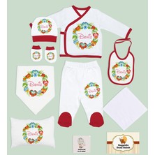 Bk Kids Kişiye Özel 10 Parça Kırmızı Hastane Çıkışı Battaniye ve Yastık Hediye Seti, Yeni Doğan Bebek Giyim Hediyesi-12