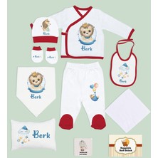 Bk Kids Kişiye Özel 10 Parça Kırmızı Hastane Çıkışı Battaniye ve Yastık Hediye Seti, Yeni Doğan Bebek Giyim Hediyesi-8