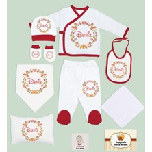 Bk Kids Kişiye Özel 10 Parça Kırmızı Hastane Çıkışı Battaniye ve Yastık Hediye Seti, Yeni Doğan Bebek Giyim Hediyesi-14