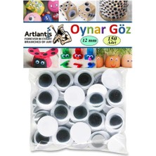 Artlantis Oynar Göz Siyah 12 mm 150 Li 1 Paket Oynayan Göz 12MM Hobi Tasarım Anasınıfı Kreş Etkinlik Elişi