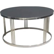 Bengi Ticaret Orta Sehpa Brc C Model Düz Siyah Temper Cam Metal Çelik Gümüş Krom Renk Kaplama Ayak El Yapım