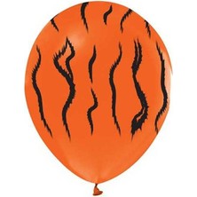 Kidspartim Turuncu Üzeri Kaplan Desenli 12 Inç Lateks Balon