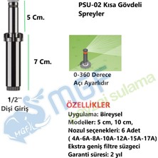 Mgf Plast 5 Adet x Hunter Çim Sulama Kısa Gövde Psu-02(7cm) Sprey Fıskiye Ayarlı Nozul DAHIL(0°-360°) + Ek Parçaları