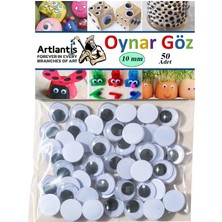 Artlantis Oynar Göz Siyah 10 mm 50 Li 1 Paket Oynayan Göz 10MM Hobi Tasarım Anasınıfı Kreş Etkinlik Elişi