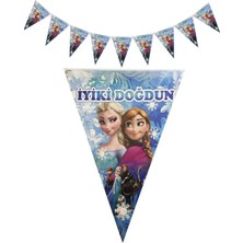 Lasagna Store Elsa Temalı Baskılı Üçgen Flama 3 Mt.