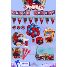Lasagna Store Spider-Man 16 Kişilik Süpriz Hediye Kutulu Lüx Doğum Günü Parti Malzemeleri Seti