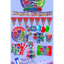 Lasagna Store Pijamaskeliler 8 Kişilik Süpriz Hediye Kutulu Doğum Günü Parti Malzemeleri Seti