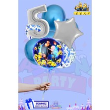 Lasagna Store Minions Temalı Lüx Gümüş Folyo Balon Seti