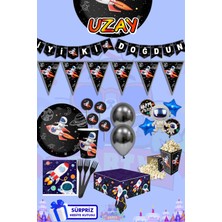 Lasagna Store Uzay Tema 8 Kişilik Süpriz Hediye Kutulu Doğum Günü Parti Malzemeleri Seti