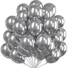 Lasagna Store Metalik GÜMÜŞ Renkli 10'lu Balon Seti