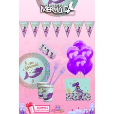 Lasagna Store Deniz Kızı 16 Kişilik Süpriz Hediye Kutulu Ekonomik Doğum Günü Parti Malzemeleri Seti