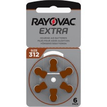 Rayovac Extra 312 Numara Işitme Cihazı Pili (5 Paket x 6 Adet = 30 Adet Pil)
