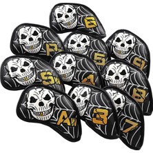 Tasteful 10PC Golf Demir Head -Incovers Kafatası Deseni Su Geçirmez Kulüp Kapakları 16X16X9CM (Yurt Dışından)