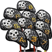 Tasteful 10PC Golf Demir Head -Incovers Kafatası Deseni Su Geçirmez Kulüp Kapakları 16X16X9CM (Yurt Dışından)