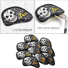 Tasteful 10PC Golf Demir Head -Incovers Kafatası Deseni Su Geçirmez Kulüp Kapakları 16X16X9CM (Yurt Dışından)