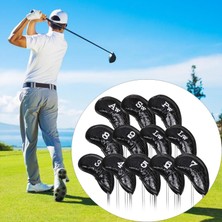 Tasteful 12X Pu Golf Demir Kafa Kapağı Golf Headkovers Golf Kulübü Baş Koruyucu Siyah (Yurt Dışından)