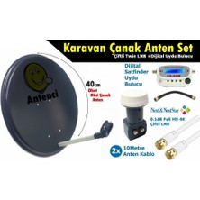 Antenci 40CM Karavan Çanak Anten Seti Next Çiftli Lnb +Digital Uydu Bulucu