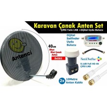 Antenci 40CM Delikli Karavan Çanak Anten Seti Çiftli Lnb +Digital Uydu Bulucu